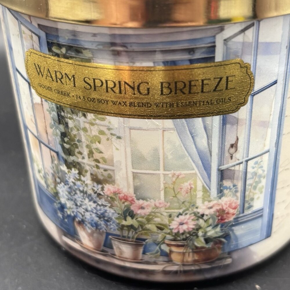Goose Creek Warm Spring Breeze 3 wick Candle 14.5 oz Jar Water Woods Air Melon - Picture 4 of 14
